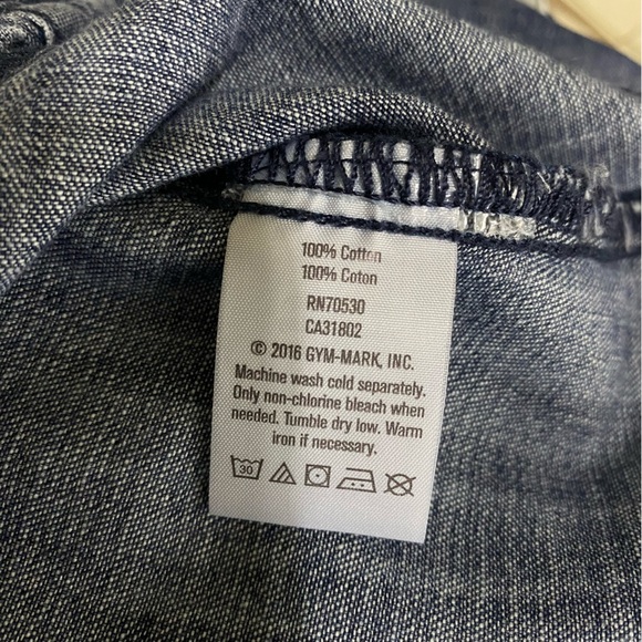 Crazy 8 Girl’s Ling Sleeve Pleated Shoulder Denim Jean Shirt - Picture 5 of 5